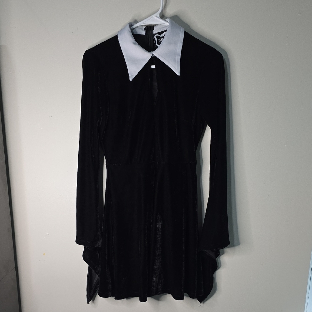 Killstar Pointed Flare Sleeves Witchy Dress With Collar